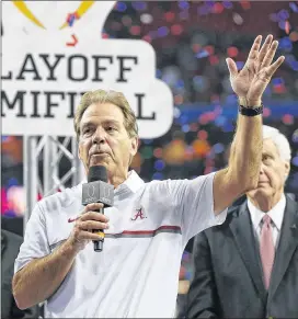  ?? CURTIS COMPTON / CCOMPTON@AJC.COM ?? No one could call Alabama overrated: Nick Saban’s club has been No. 1 in the AP poll at some point in each of the past nine seasons.