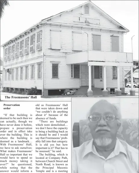  ??  ?? The Freemasons’ Hall
Preservati­on order Lennox Hernandez