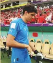  ?? Reuters ?? Morocco’s Yassine Bounou leaves the pitch as he is removed from the starting line-up before the match.