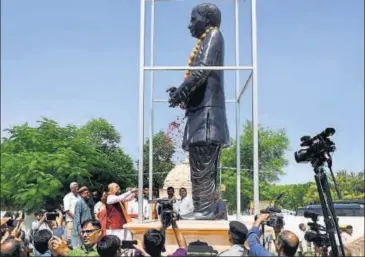  ?? PRABHAKAR SHARMA/HT PHOTO ?? BJP president Amit Shah inaugurate­s the Deendayal Upadhyaya memorial at Dhankya in Jaipur on Wednesday.