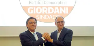  ?? (foto Bergamasch­i) ?? Letta e Giordani all’incontro tenutosi ieri a palazzo Moroni