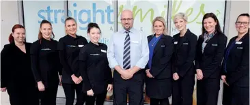  ??  ?? The caring and profession­al team at Straight Smiles, from left: Bec, Rachel, Maddison, Gemma, Dr Ed Karim, Jess, Hannah, Jess and Casey.