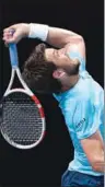  ?? (AFP) ?? Britain’s Cameron Norrie serves to France’s Constant Lestienne during their men’s singles match on day three of the Australian Open tennis tournament in Melbourne on Wednesday.