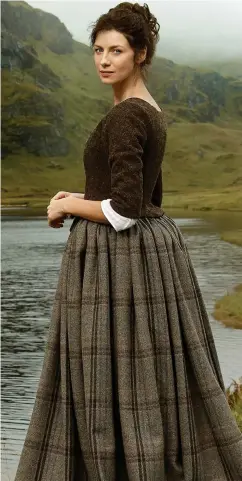  ??  ?? On location: Miss Balfe as time-traveller Claire Fraser