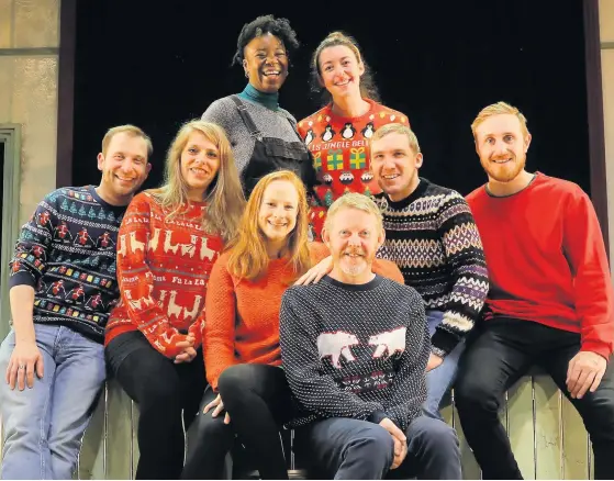  ??  ?? Ready to celebrate The‘A Christmas Carol’cast with Colin McCredie at the centre of things. Picture by Douglas McBride