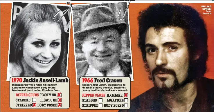  ??  ?? KILLING SPREE:Peter Sutcliffe