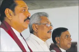  ?? Eranga Jayawarden­a Associated Press ?? THE RAJAPAKSA FAMILY has been in Sri Lankan politics for decades. Brothers Mahinda, left, and Gotabaya, center, have both served as president, among other high-ranking roles. Another brother, Basil, right, was finance minister.