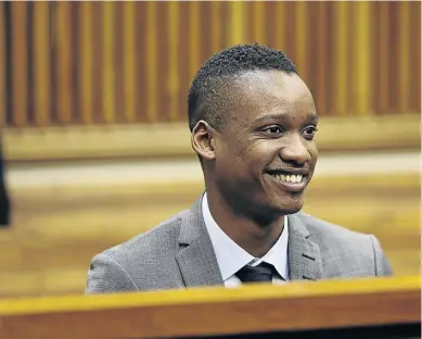  ?? / ALON SKUY ?? Duduzane Zuma, son of President Jacob Zuma, at the inquest into a crash in which taxi passenger Phumzile Dube died after his Porsche hit the taxi and it overturned.