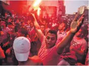  ??  ?? Protesters in Cairo in 2015, shouting antiregime slogans, and calling for President Abdel Fattah el-sisi to abdicate his position