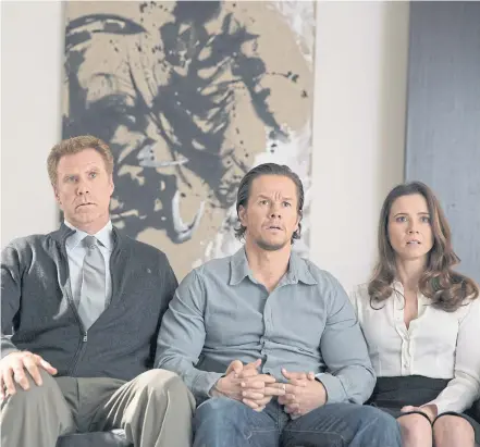  ??  ?? DUELLING DADS: In ‘Daddy’s Home’, Mark Wahlberg, centre, played a father who comes between his ex-wife (Linda Cardellini) and her current husband (Will Ferrell).