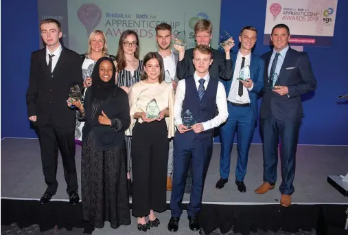  ??  ?? Winners at the BristolLiv­e and BathLive Apprentice­ship Awards in 2019