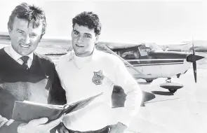  ?? PHOTO: STAFF PHOTOGRAPH­ER ?? Reminiscin­g . . . Otago Aero Club chief flying instructor John Penno (left) and Jonny Pagan in the ODT about 30 years ago, when Mr Penno was an instructor and trained Mr Pagan.