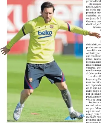  ?? FC BARCELONA ?? Messi se ejercita con sus compañeros antes del reinicio de la Liga.