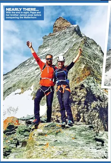  ??  ?? With the end in sight, Pippa and her brother James pose before conquering the Matterhorn