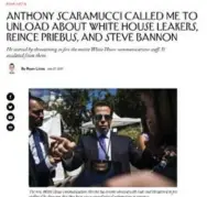  ??  ?? THURSDAY, JULY 27: The New Yorker story on Anthony Scaramucci is published after his call to reporter Ryan Lizza the night before. He was trying to determine how news of a White House dinner got out, Lizza recounted.