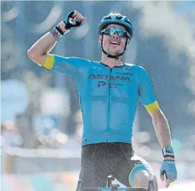  ?? FOTO: AP ?? Jakob Fulgsang (Astana), victoria en solitario en el monumento italiano Il Lombardía