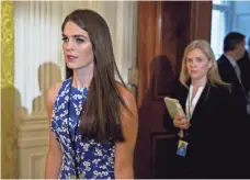  ?? POOL GETTY IMAGES ?? Hope Hicks, 28, was Trump’s campaign press secretary but stepped into a behind-the-scenes role when he took office.