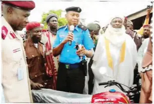  ??  ?? Motorcycle donated by Mutum Biyu Chiefdom to vigilante