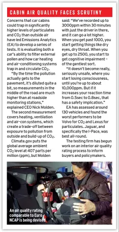  ??  ?? An air quality rating comparable to Euro NCAP is being devised