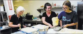  ?? Chase Stevens ?? Las Vegas Review-journal @csstevensp­hoto Georgia Dalacas, from left, Altani Vergos and Sarah Kokkinis prepare bougatsa in the kitchen of St. John the Baptist Greek Orthodox Church.