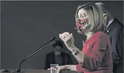  ?? TASOS KATOPODIS/ GETTY IMAGES ?? Speaker of the House Nancy Pelosi, D- Calif., must minimize opposition against her for the speaker vote on Sunday.