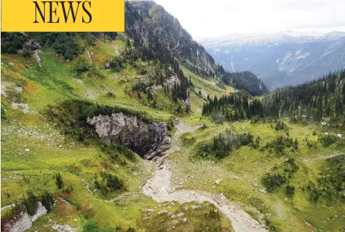  ?? CATHERINE HICKSON, MINISTRY OF ENVIRONMEN­T AND CLIMATE CHANGE / THE CANADIAN PRESS ?? A newly discovered cave in a remote valley in Wells Gray Provincial Park was nicknamed “Sarlacc’s Pit” by the helicopter crew who discovered it.