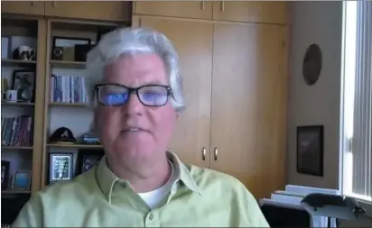  ?? SCREENSHOT ?? Northern Humboldt Union High School District Superinten­dent Roger Macdonald talks about what the district is planning for graduation­s for seniors this year amid COVID-19.