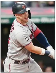  ?? (AP/Tony Dejak) ?? Minnesota Twins catcher Ryan Jeffers may not be an offensive threat — he’s hitting .199 with 13 home runs in 277 plate appearance­s this season — but he pulls his weight on the team defensivel­y. His on-base plus slugging percentage (OPS) of .673 is tops among those players with a .200 batting average or less.