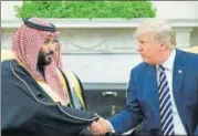  ?? AFP ?? US President Donald Trump shakes hands with Saudi Arabia's ▪
Crown Prince Mohammed bin Salman in the Oval Office