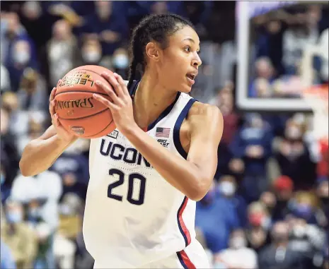  ?? G Fiume / Getty Images ?? UConn senior Olivia Nelson-Ododa recently scored the 1,000th point of her career.