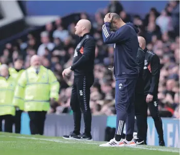  ?? GETTY ?? Nottingham manager Nuno Espirito Santo, on the sideline of the match against Everton, was embroiled in the storm of controvers­y over attacks on a match official.