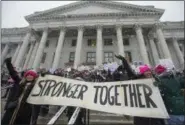  ?? STEVE GRIFFIN — THE SALT LAKE TRIBUNE VIA AP FILE ?? Thousands attend a women’s march on the Capitol in Salt Lake City. The array of massive women’s marches in January 2017 served as prelude to the #MeToo movement, which caught fire in October and continues to this day as emboldened women call out men...