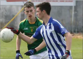  ??  ?? Thomas O’Connor sporting another blue and white jersey, with Good Counsel College (New Ross) in the All-Ireland Junior football championsh­ip final of 2015. He scored 2-6 in the win over a St. Brendan’s (Killarney) side that included one David Clifford.