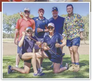  ??  ?? Right: back row, Matt Whittaker (Gunnedah), Billy Browning (Narromine), George Quigley and Ritchie Quigley (Trangie), front row, Alex Dalton (Dubbo), Jacinta Condon (Dubbo) PHOTO: SUPPLIED