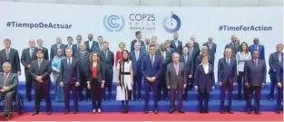  ?? — Xinhua ?? GROUP PHOTO: This image grabbed from a video shows delegates posing for a group photo while attending the United Nations Climate Change Conference COP25 in Madrid, Spain, December 2, 2019.