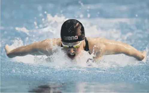  ?? PICTURE: DAN MULLAN/GETTY ?? 0 Hannah Miley during the butterfly leg of her 400m IM win at the British Swimming Championsh­ips last night.