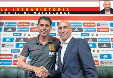  ??  ?? DECISIÓN. Momento en el que Rubiales le dio el mando de la Selección a Fernando Hierro.