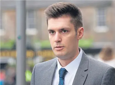  ??  ?? Stephen Coxen, 23, from Bury in Lancashire, is being sued by a woman who accuses him of raping her in St Andrews in 2013. At his trial for rape in 2015 a jury found the case against him not proven.