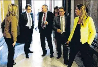  ?? PEDRO MADUEÑO ?? Mas, Navarro, Millo y Sánchez-Camacho, ayer en el Parlament