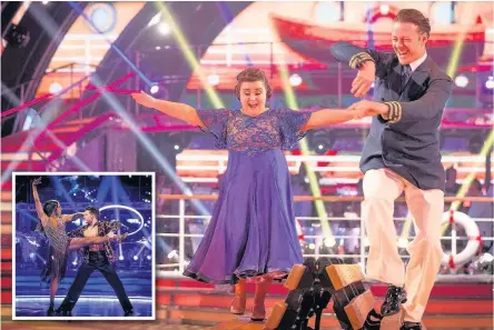  ?? Guy Levy/BBC ?? > Susan Calman and Kevin Clifton’s Strictly journey has come to an end after judges voted them off in favour of Alexandra Burke and Gorka Marquez, inset