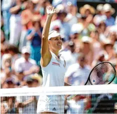  ?? Foto: Daniel Leal Olivas, afp ?? Angelique Kerber bekommt es am Samstag im Finale von Wimbledon mit Serena Wil liams zu tun.