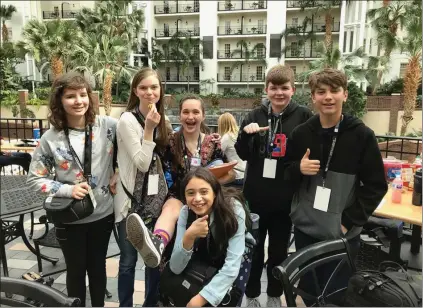  ?? Courtesy photo ?? Castaic Middle School CMS TV students pose for a photo during the Student Television Network competitio­n in Nashville, Tennessee.