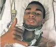  ?? SCREENSHOT: INSTAGRAM ?? Bereits wenige Stunden nach der Verletzung meldet sich Kevin Akpoguma mit diesem Selfie aus der Uniklinik und gibt Entwarnung.