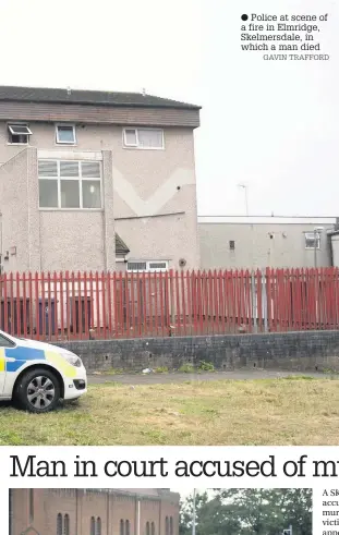  ?? Police at scene of a fire in Elmridge, Skelmersda­le, in which a man died GAVIN TRAFFORD ??