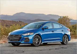  ?? HYUNDAI ?? The biggest change in the Sport model over the pokey Elantra is the turbocharg­ed engine, which boosts torque from 132 to 195 pound-feet.