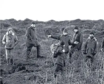  ??  ?? Ian Brady on Saddlewort­h Moor in December 1987 when he attempted to pinpoint the peat bog grave of Keith Bennett. The schoolboy was Brady and Myra Hindley’s fifth victim.