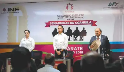  ?? SAÚL GONZÁLEZ ?? Aspecto del debate de los candidatos por Coahuila al Senado de la República.