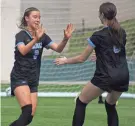  ?? CLAYTON FREEMAN/FLORIDA TIMES-UNION ?? Ponte Vedra's Natalie Brooks (2) celebrates with Natalie McCann.