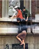  ?? US Intellectu­al History ?? Piven scaled the side of the maths building at Columbia University to join student protesters in 1968. Photograph: Society for