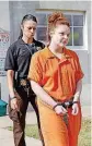  ??  ?? Brooklyn Danielle Williams is escorted from the Pottawatom­ie County Courthouse on Thursday.